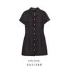Kaslead New Arrival Women's Clothing Fashion Style Fashion Breasted Black Short Sleeve Slim Fit Dress 4387249