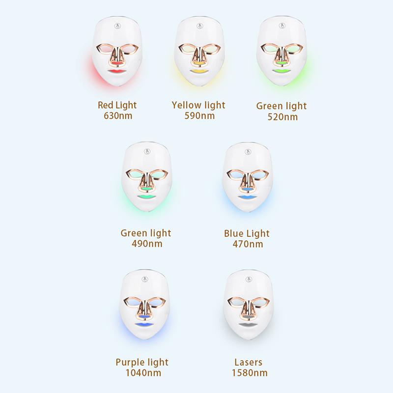 7-фотонные маски для отбеливания и омоложения кожи, светодиодный спектрометр, удаление прыщей, удаление пятен синего света, косметическая маска для укрепления кожи