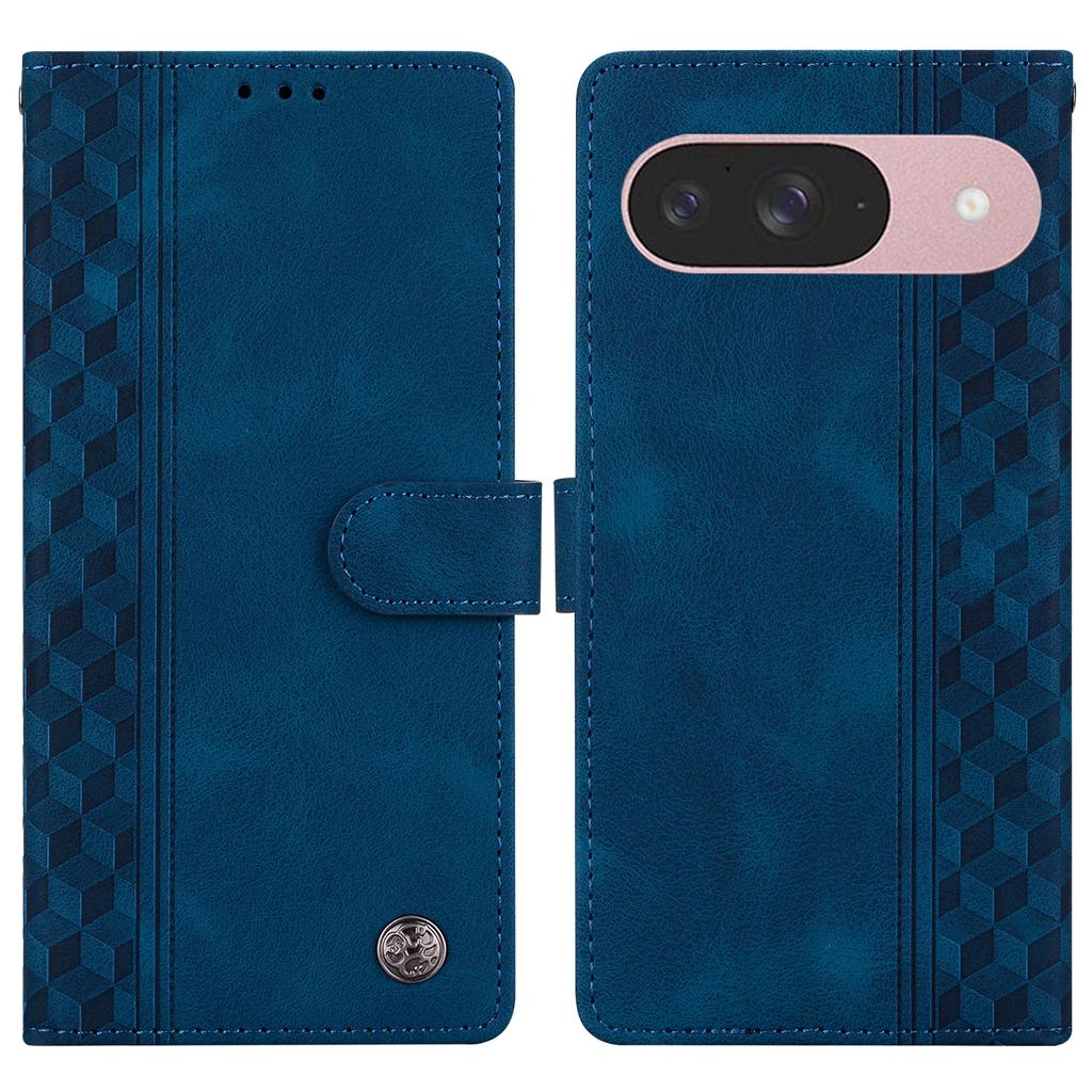 For Google Pixel 9 Pro/Pixel 9 Leather Case Imprinted Checkered Pattern Wallet Stand Flip Phone Cover