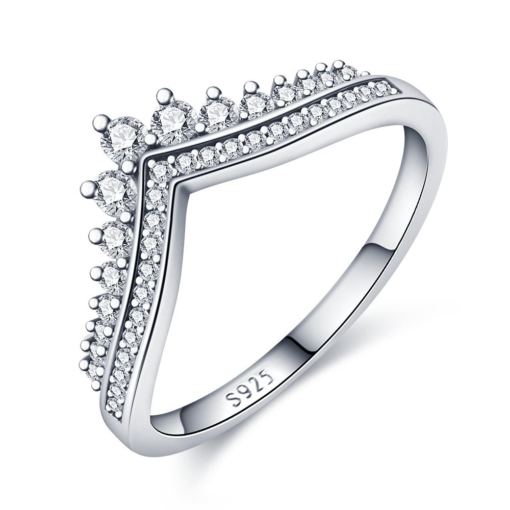 Корона Принцесса Тиара Кольца Сверкающее Сердце Любви оригинальные S925 Кольца для Женщин Обручальные Ювелирные Изделия Юбилейная оптовая продажа
