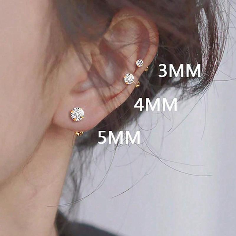 6 шт./Набор Элегантные Минималистичные Женские Серьги, Титановая Сталь Инкрустированная Искусственным Цирконием, Блестящие и Удобные для Пирсинга Ушей