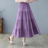 Women Summer Skirt Elastic High Waist Stitching Large Hem Skirt Solid Color Loose Fit Casual Skirt Streetwear