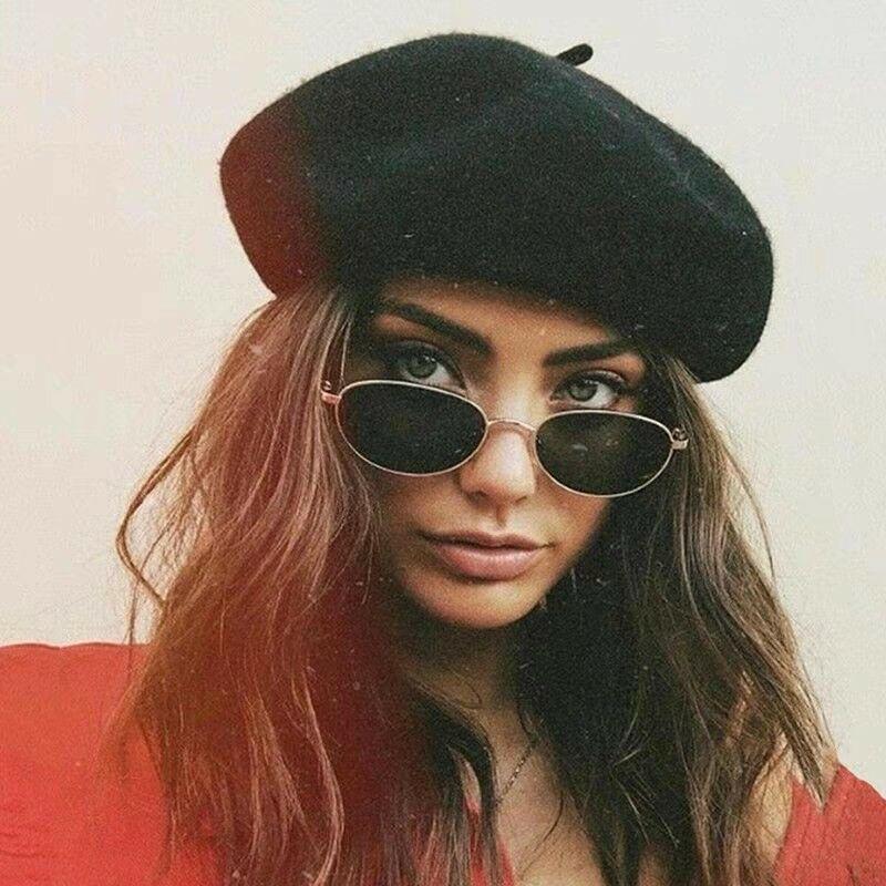 Зимняя теплая искусственная шерстяная шапка-берет для женщин и девочек, французская шапка-бини, красная, черная, фиолетовая, бежевая, оранжевая, кавайная, плоская, теплая