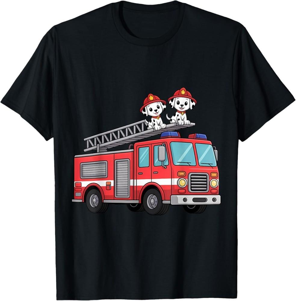 Fire Truck Firefighter Dalmatians Short Sleeve T-Shirt