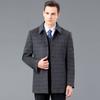 Men's Mid-length Windbreaker Single-breasted Woolen Woolen Coat Lapel Plaid Winter Middle-aged Casual Coat