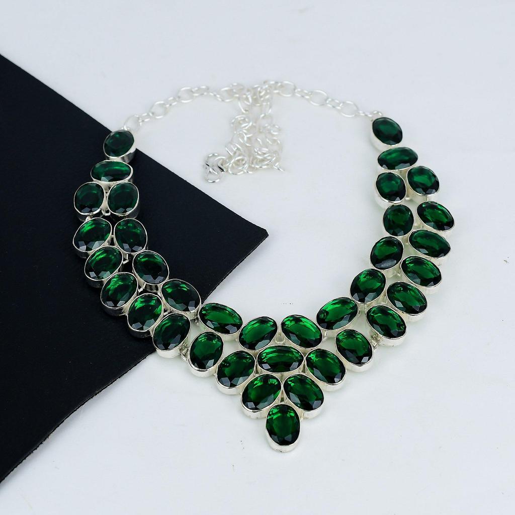 Ожерелье из серебра 925 пробы с зеленым турмалином, серебряное ожерелье с зеленым турмалином для жены, ожерелье унисекс, подарок на помолвку