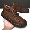 39-48 Мужская повседневная обувь среднего размера, уличная кожаная обувь, туфли большого размера на плоской подошве ручной работы