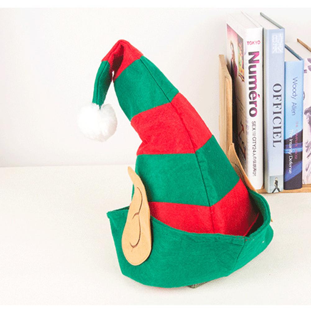 46x36см Зеленая шапка Санты для взрослых женщин с ушками эльфа, мягкая нетканая, рождественское украшение, аксессуары для костюма для домашней вечеринки