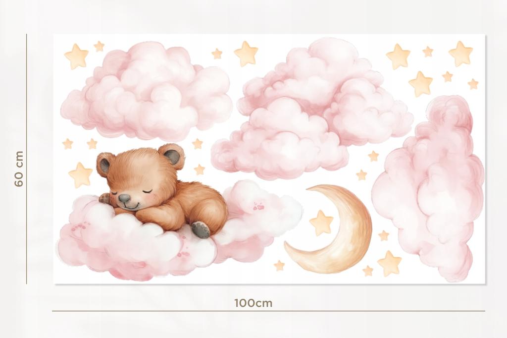 Teddy Bear Clouds Stars Moon Wall Stickers For Children'S Room