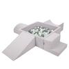 Foam Playground for Kids with Square Ballpit (300 Balls Balls 7cm/2.75in), Lightgrey:white/grey/mint