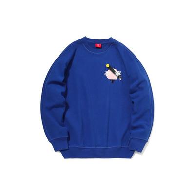 Li Ning Sports Fashion Series Paris Fashion Week Logo Print Pullover Crewneck Sweatshirt Men sweatshirt Deep-Blue AWDQ339-4