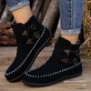 Европейские и американские женские замшевые сапоги большого размера с круглым носком в стиле ретро с короткими трубами и плоской подошвой