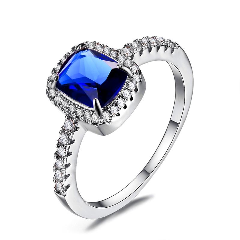 Роскошное женское кольцо с большим кристаллом CZ Stone Ring Цвет Белый Синий Фиолетовый Зеленый Обручальные кольца для женщин