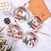 1/4 Piece Christmas Pendant Christmas Decoration Wooden Pendant Hollow Decoration Santa Claus Label Christmas Wooden Pendant