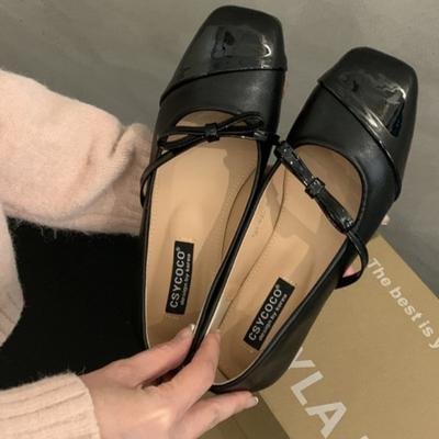 Женские модные туфли на плоской подошве, осенние, новые, квадратные, неглубокие, подходящие по цвету бабочки, мягкая подошва, нескользящая, низкая помощь