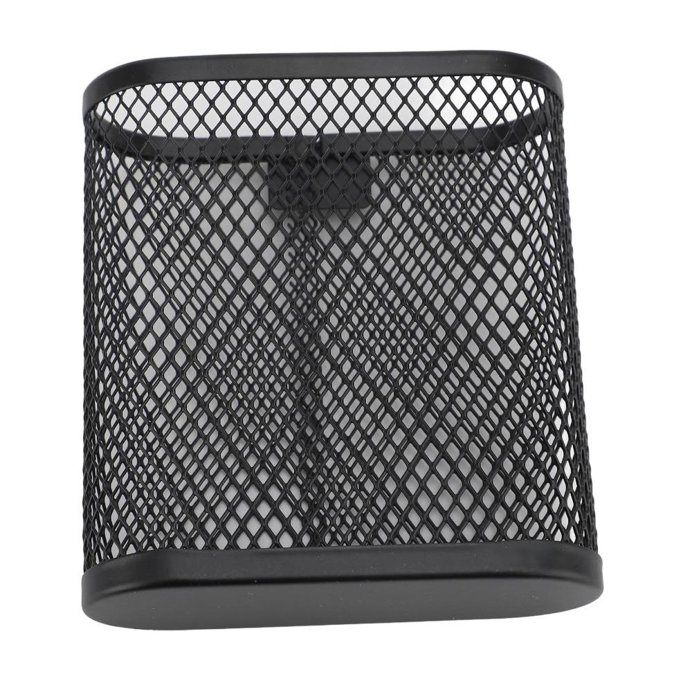 Metal Hanging Pencil Cup Oval Shape Desk Side Pen Organizer Refrigerator Side Holding