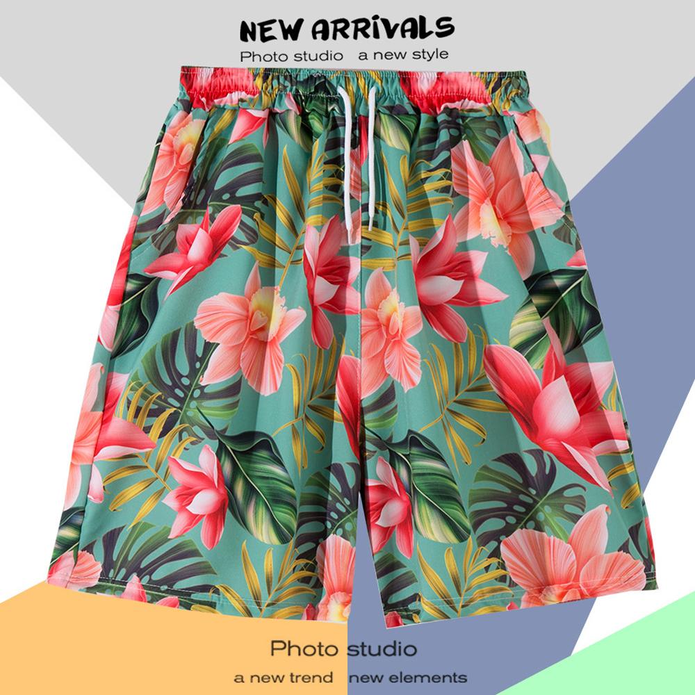 Hawaiian Summer Men Quick-drying Beachwear Plus Size Swimsuit Shorts Male Fashion Casual Loose Hawaii Printing Surf Board Shorts