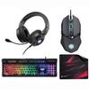 Green House Gaming Device Set: Mouse, Keyboard, Headset, and Mousepad, Wired, Entry-Level Model for Beginners and PCs (GH-GMSETA)