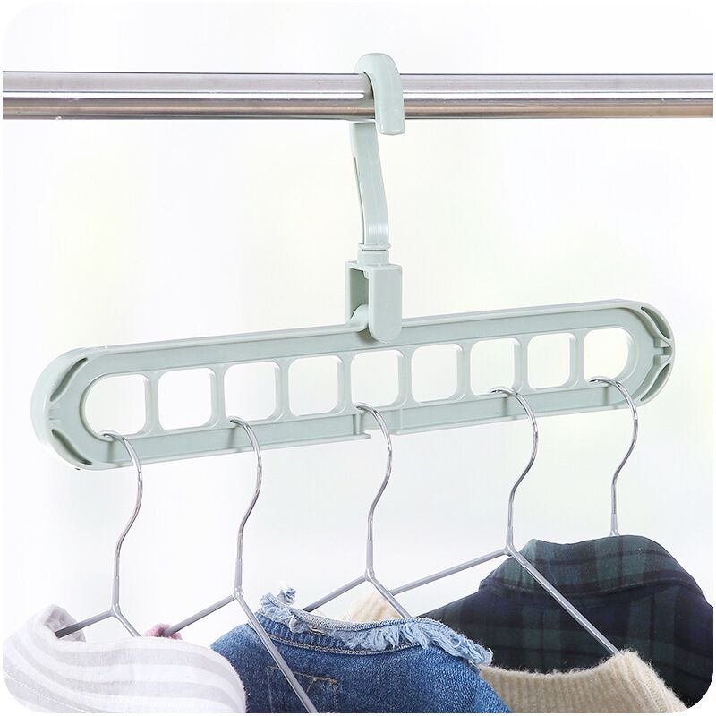 Multi-function 9 Holes Sliding Hanger Anti-wind Homehold Plain Clothes Storage Sliding Clothes Rack