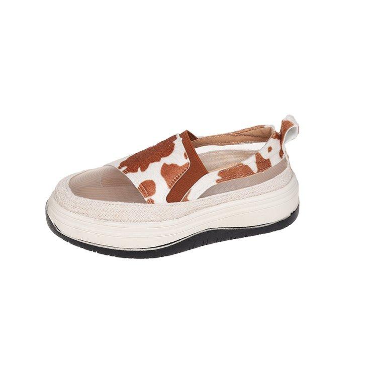 Женские туфли с круглым носком, суперплоские, на высокой платформе, повседневные, летние, модные женские мокасины без застежек, кроссовки 2024