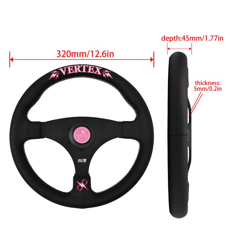 Vertex Универсальный Кожаный Руль для Автомобиля Алюминиевый Сплав Вышивка Гоночный Модифицированный Детали Интерьера Drift Спортивный Руль