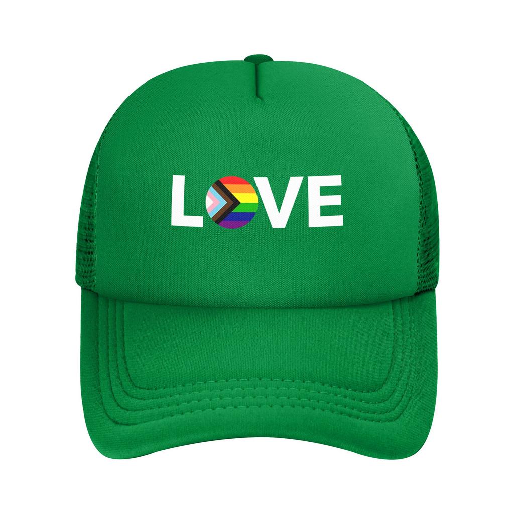 LGBT Pride Progress Pride Love Trucker Cap Adult Retro Mesh Baseball Cap Polyester Breathable Dad Hat