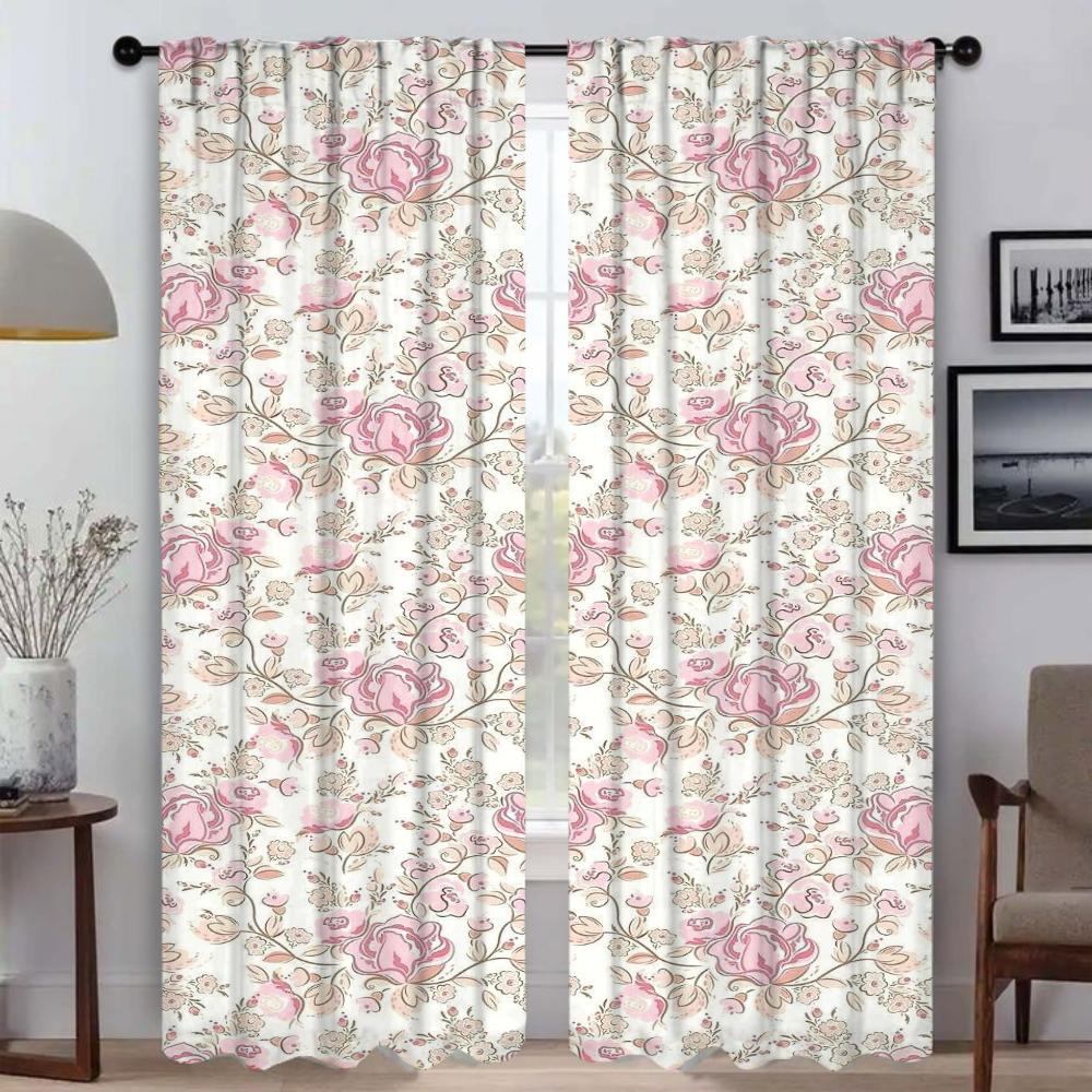 Цветы Домашний интерьер Шторы 2 шт Элегантные шторы для комнаты для камеры Перегородка Тюль для спальни Затемняющие шторы Шторы
