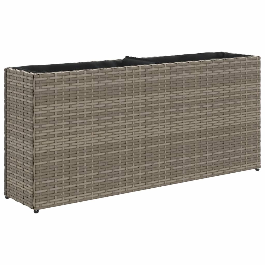 Vidaxl Donica Ogrodowa Z 2 Wkładami, Szara, 90X20X40 Cm, Rattan Pe