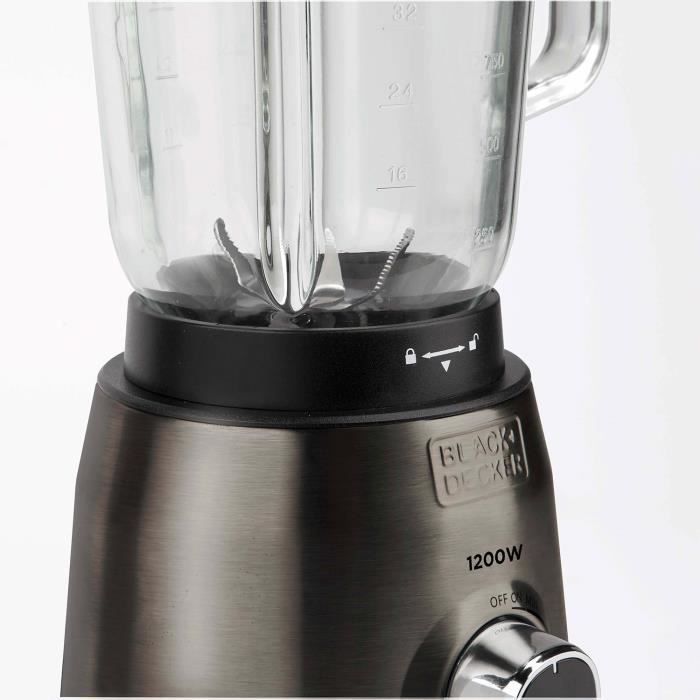 Блендер BLACK+DECKER BXJB1200E мощностью 1200 Вт, 3 программы + регулируемые скорости, чаша 1,5 л, 6 лезвий из нержавеющей стали, нескользящая основа