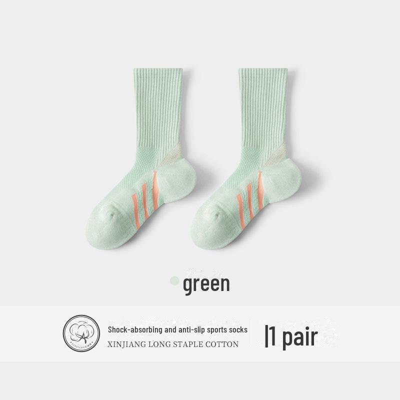 Women's Mid-Tube Sports Socks - Breathable, Shock-Absorbing, Sweat-Wicking for Badminton, Running, Yoga, and Summer Activities.