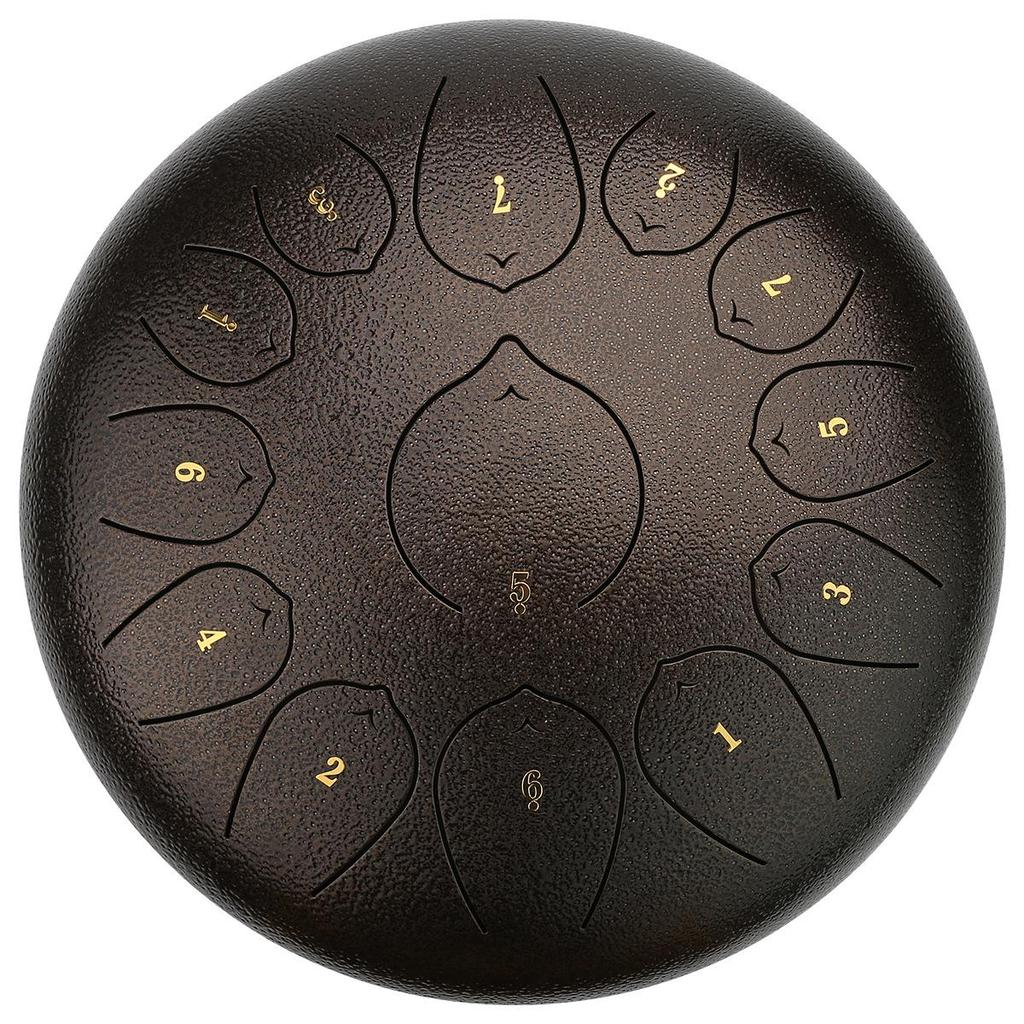 Steel Tongue Drum: 12" with 13 Sanskrit Sounds, Dust-Free, Stress-Free Design, Available In Empty Drum Color.