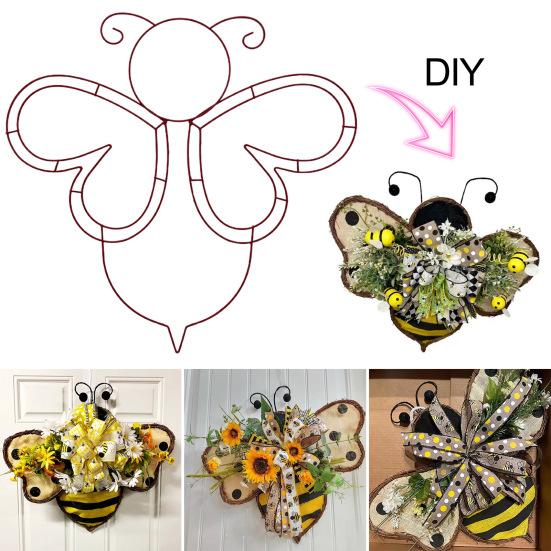 Bee Wreath 14 Inch Bee Shape Garland Wire Wreath Frame for Home