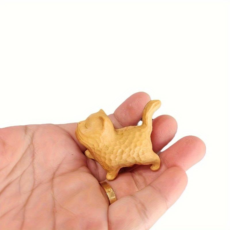 Cat Model Crafts Hand-carved Wooden Cat Statue Cute Tiny Cat Sculpture Cartoon Creative Animal Figurine Kids Gifts