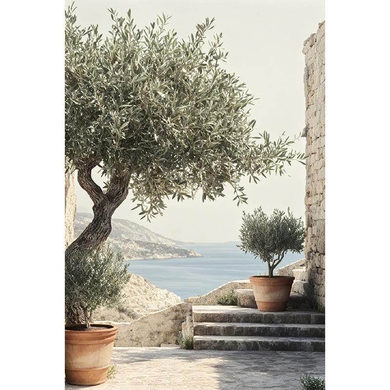 Retro Elegant Olive Tree and Lemon Canvas Poster Vase Wall Art Poster Perfect Gift for Living Room Bedroom Dormitory Home Decor