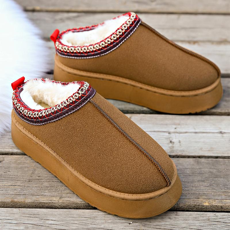 Мода 2024 года. Новые женские сапоги из искусственной замши. Теплые шерстяные сапоги на платформе с низким верхом. Тапочки. Женские уличные нескользящие сапоги. Обувь для женщин.