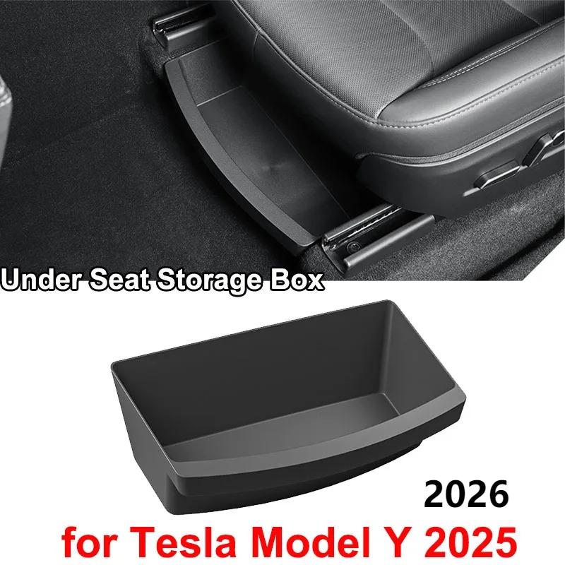 for Tesla Model Y Juniper 2025 Under Seat Storage Organizer Box Front Rear Seater TPE Storage Case ModelY Launch 2026 Trash Can