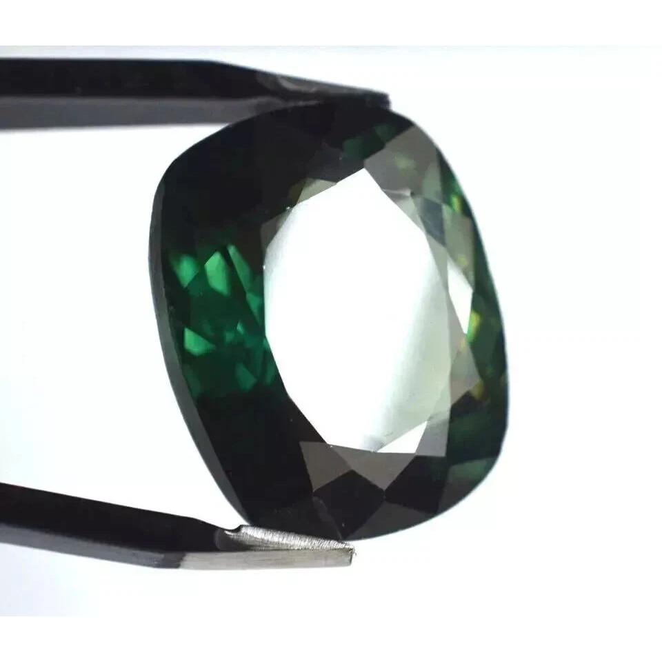 Natural Dark Green Sapphire Madagascar Montana 10-12 Ct Cushion Cut Gemstone