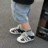 Kids Soft Sole Trainer Shoes Boys Girls Breathable Mesh Lining Rubber Slip-On Sneakers Leopard Print Sport Style