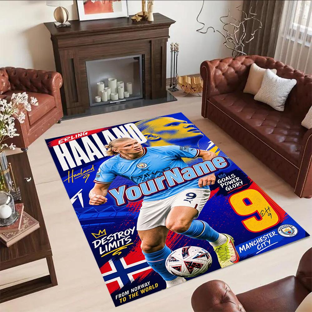 Manchester City Customize Text Area Rug Design for Game Room Dormitory Dining Room Kitchen Antislip Carpet Office home decor Gift for Festivals
