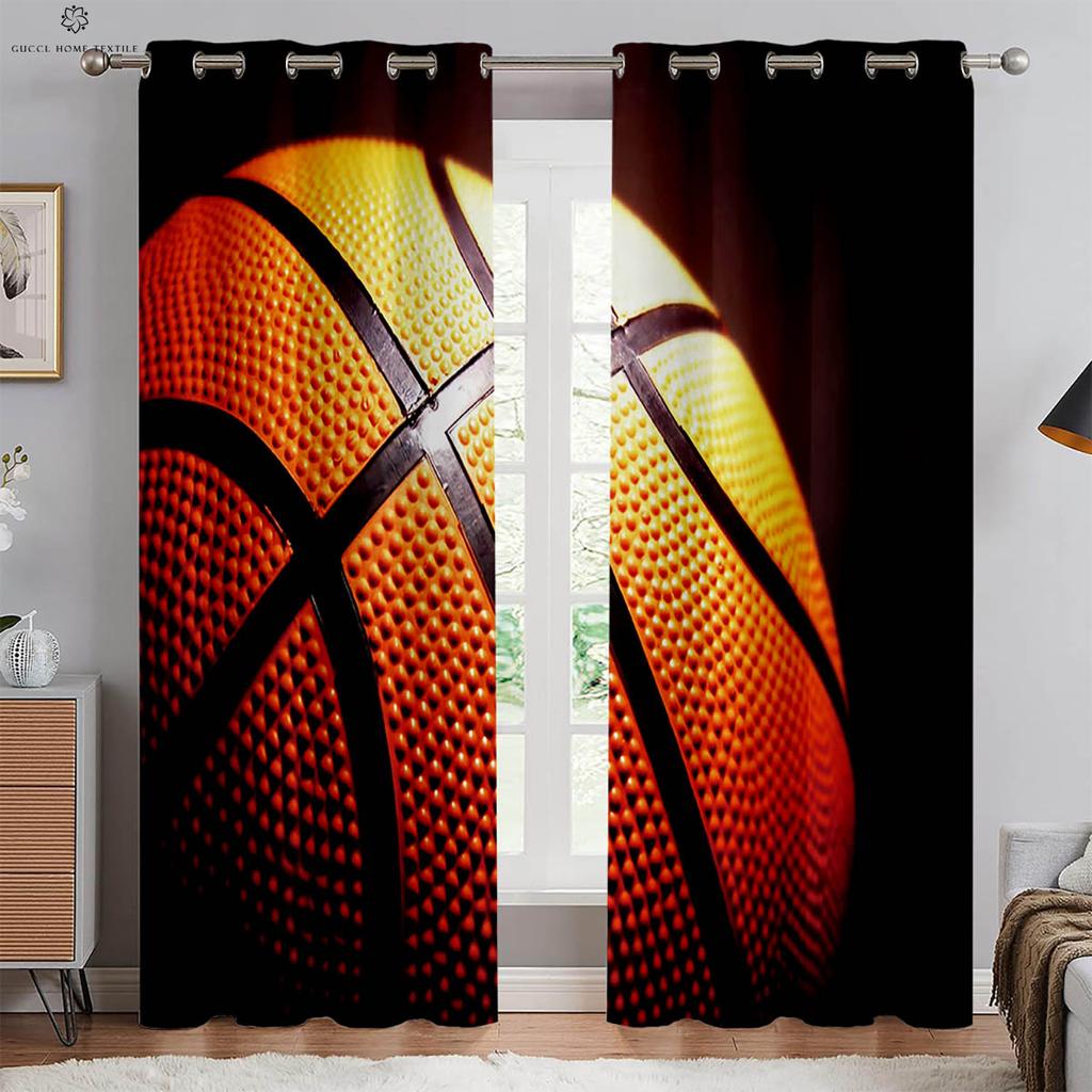 2 шт. Пламя Баскетбол 3D Печатные Шторы Машинная стирка Спальня Гостиная Кухня Клуб Декоративные Шторы