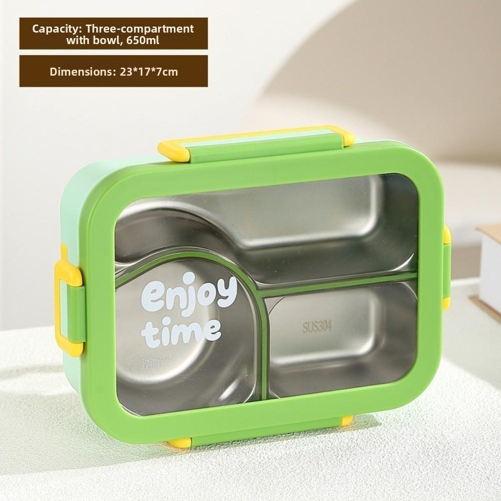 Rectangular Shape Rectangular Lunch Box Divided Grids Stainless Steel Food Container  for School