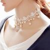 Fashion New Lady Gothic Jewelry Gift Lace Multilayer Collar White Beads Choker Necklace