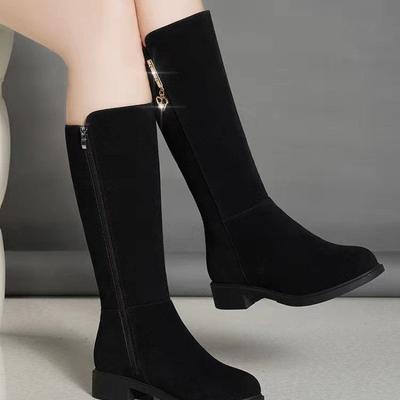 Новые женские осенне-зимние универсальные ботинки Мартина на плоской подошве до колена из теплого бархата, хлопковые ботинки, зимние ботинки