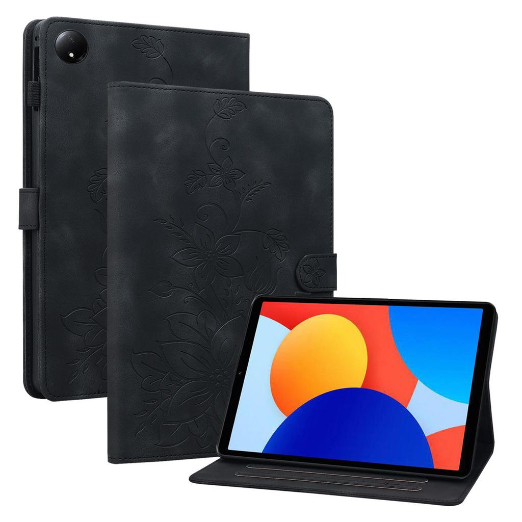 Для Xiaomi Redmi Pad SE 4G 8,7 дюйма Чехол Оттиск Лилии Слоты для карт Кожаный Чехол для планшета