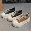 [Fanfna] Thick Baseplate Shoes Women's 2025 Autumn New Fashionable Versatile Round Head Lace-up Light Casual Board Shoes Tide