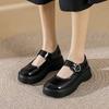Thick-soled Muffin Mary Jane Single Shoes One-word Buckle Wind College Women's Small Leather Shoes Women