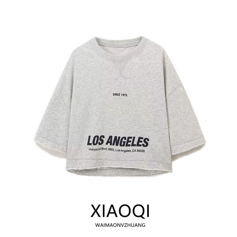 Fashion Style 2024 Summer New Arrival Women's Round Neck Short Sleeve Easiest for Match Printed Short Loose Sweater 0264361