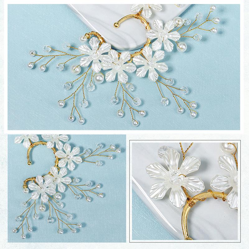 Цветочный кафф без пирсинга ручной работы жемчужный цветочный панк блестящие серьги женские милые нежные каффы для вечеринки ювелирный подарок