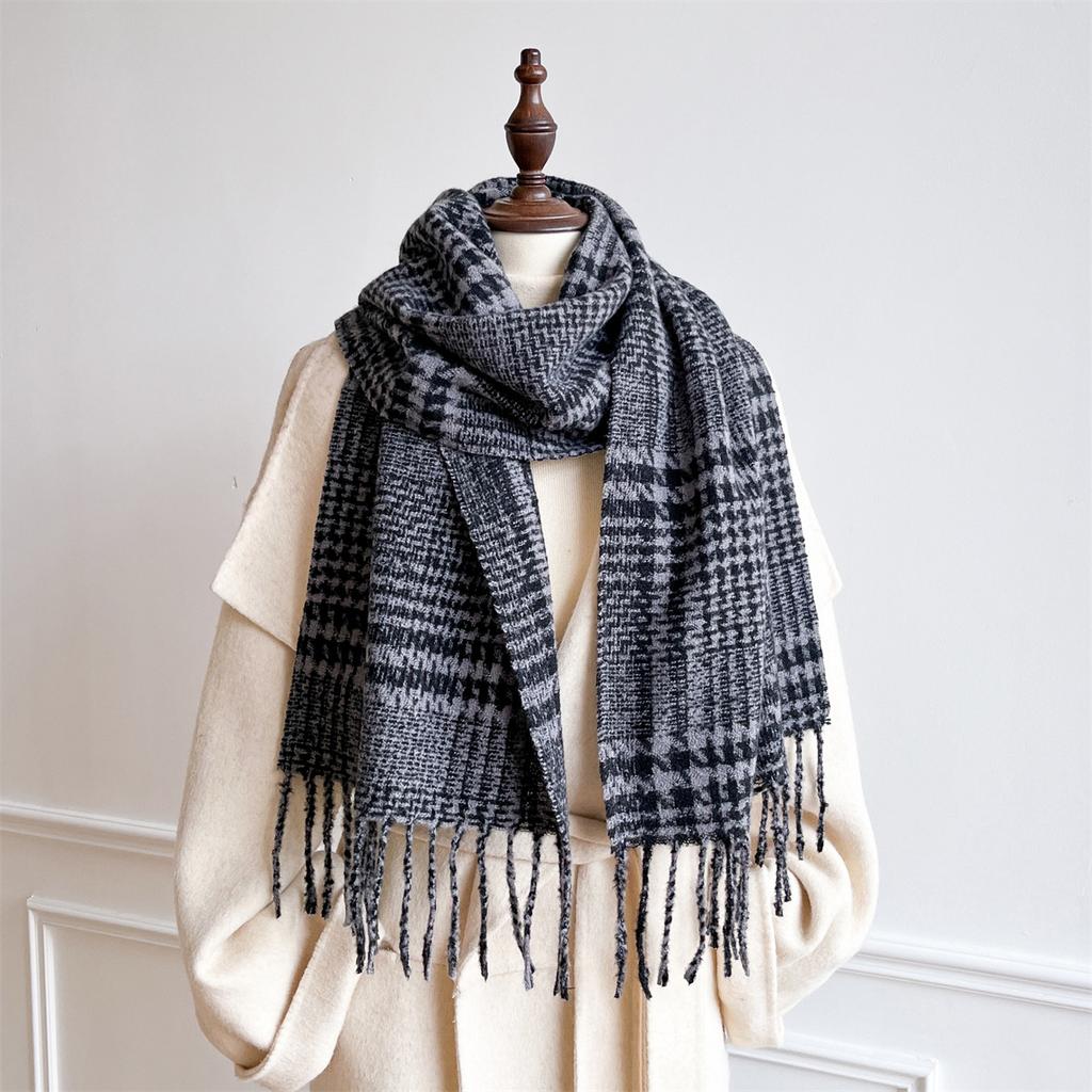 Autumn And Winter Striped Plaid Scarf Winter Versatile Warm Imitation Cashmere Shawl Couple Advanced Sense Thickened Scarf