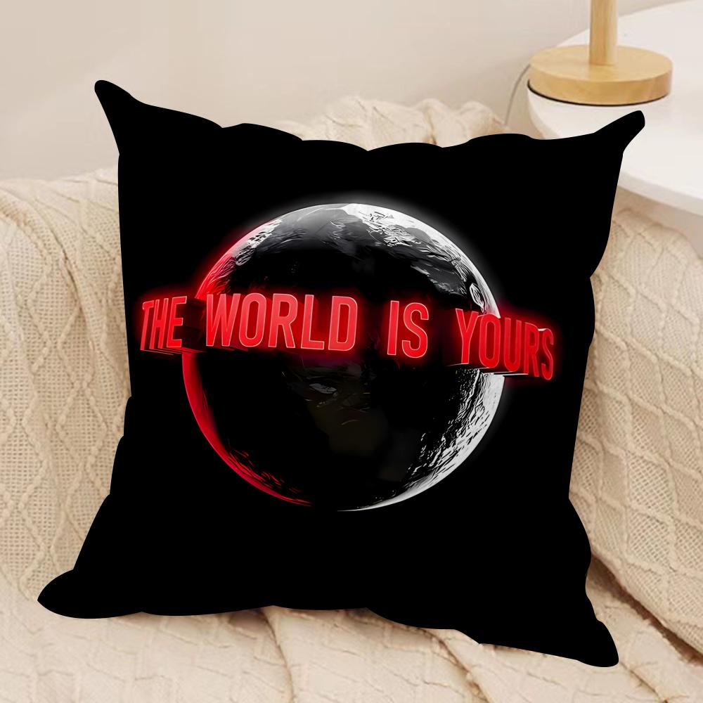 Classic Movie SScarface Cushion Cover Silky Short Plush Invisible Zipper Dustproof Sofa Pillow Case for Home Decor
